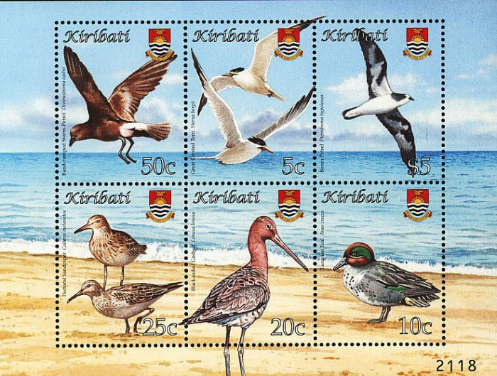 (№2008-63) Блок марок Кирибати 2008 год &quot;Почтовые Марки Птицы Мино 104849 105153 1059&quot;, Гашеный